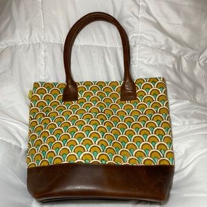 JOYN hand painted canvas and leather bag made in India